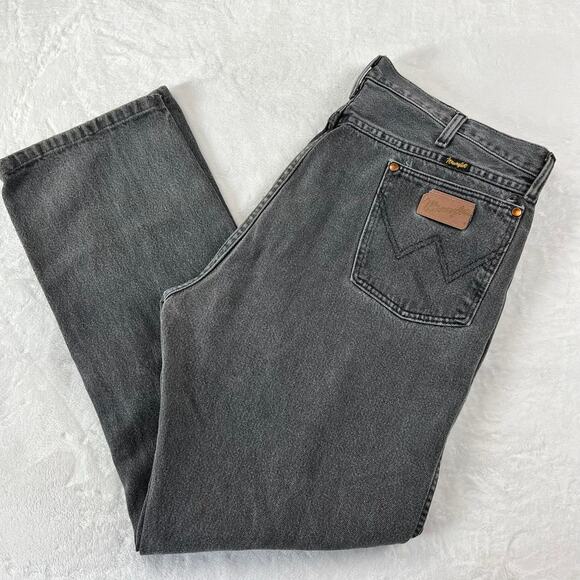 Wrangler Cowboy Cut Vintage Men's Black Denim Jeans Size 38X30 USA Made Western - Picture 1 of 10